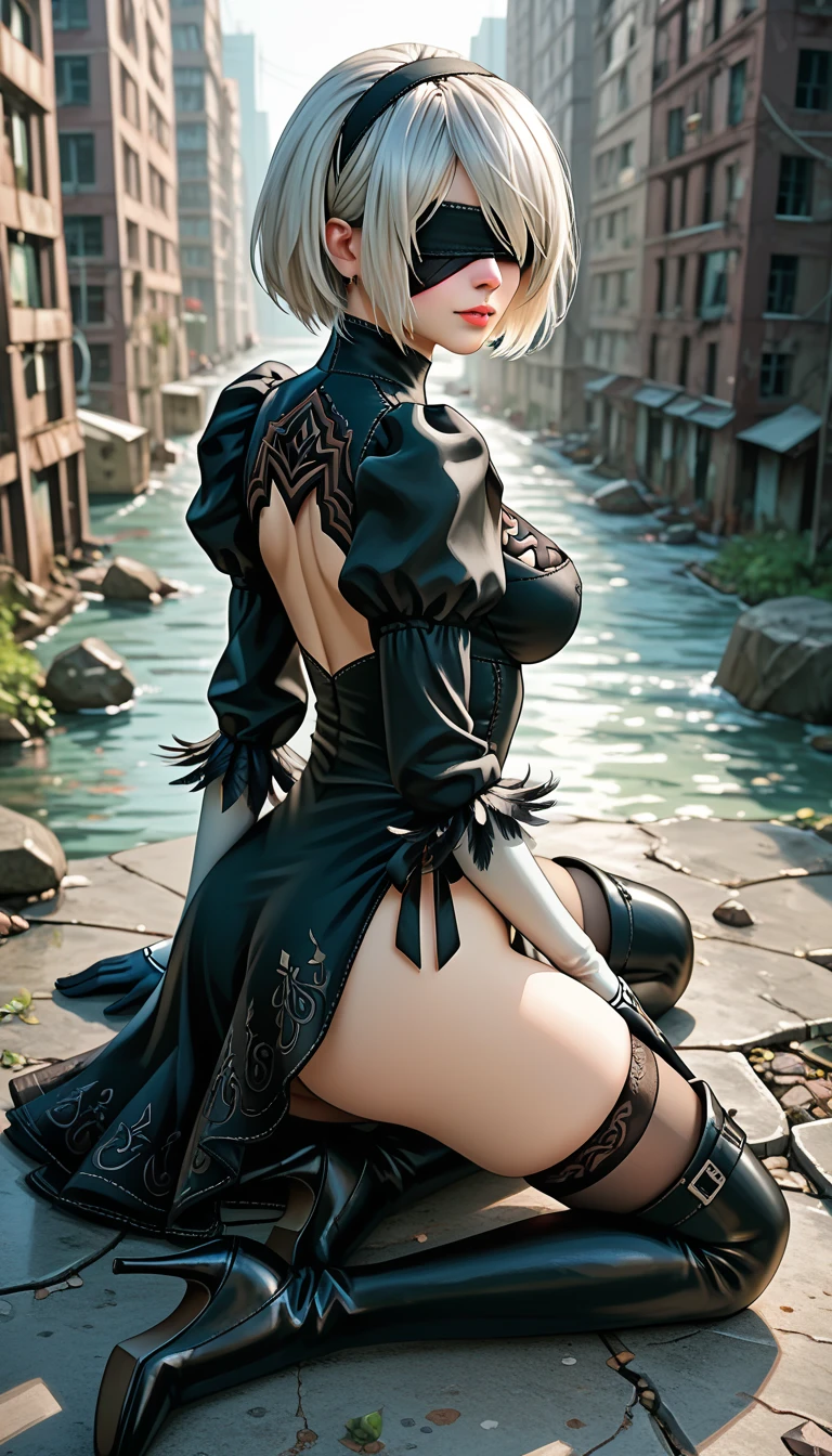 Top image quality、masterpiece、watercolor paiting、Vivid coloring、Arthur Rackham's style、Aerial perspective、thirds rule、Norse man1People Beautiful Girl、Long body、sitting on、slightly smaller eyes、Pretty small face、Light makeup、Platinum blonde short hair、middlebreasts、Black Gloves、long-sleeve、gothic dress、the woods、On the banks of the springs、borgar、cumulonimbus clouds、moonlights