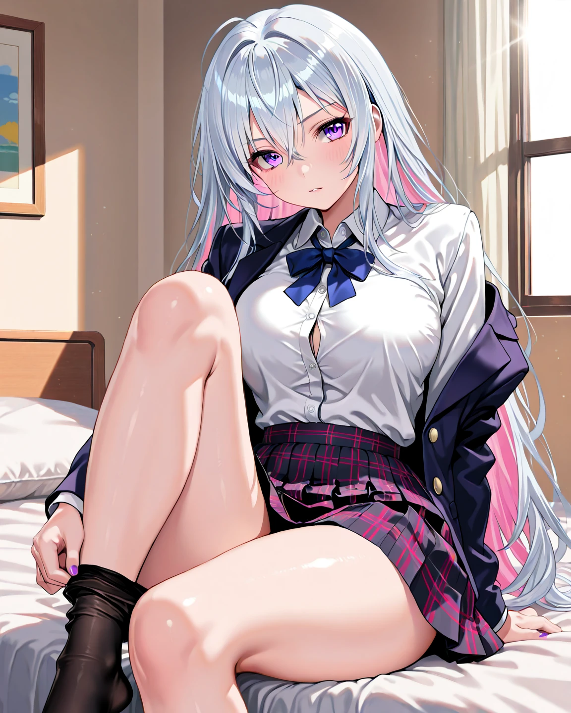 sitting、spread legs、white panties、pleated skirt、Reisen Udongein Inaba、