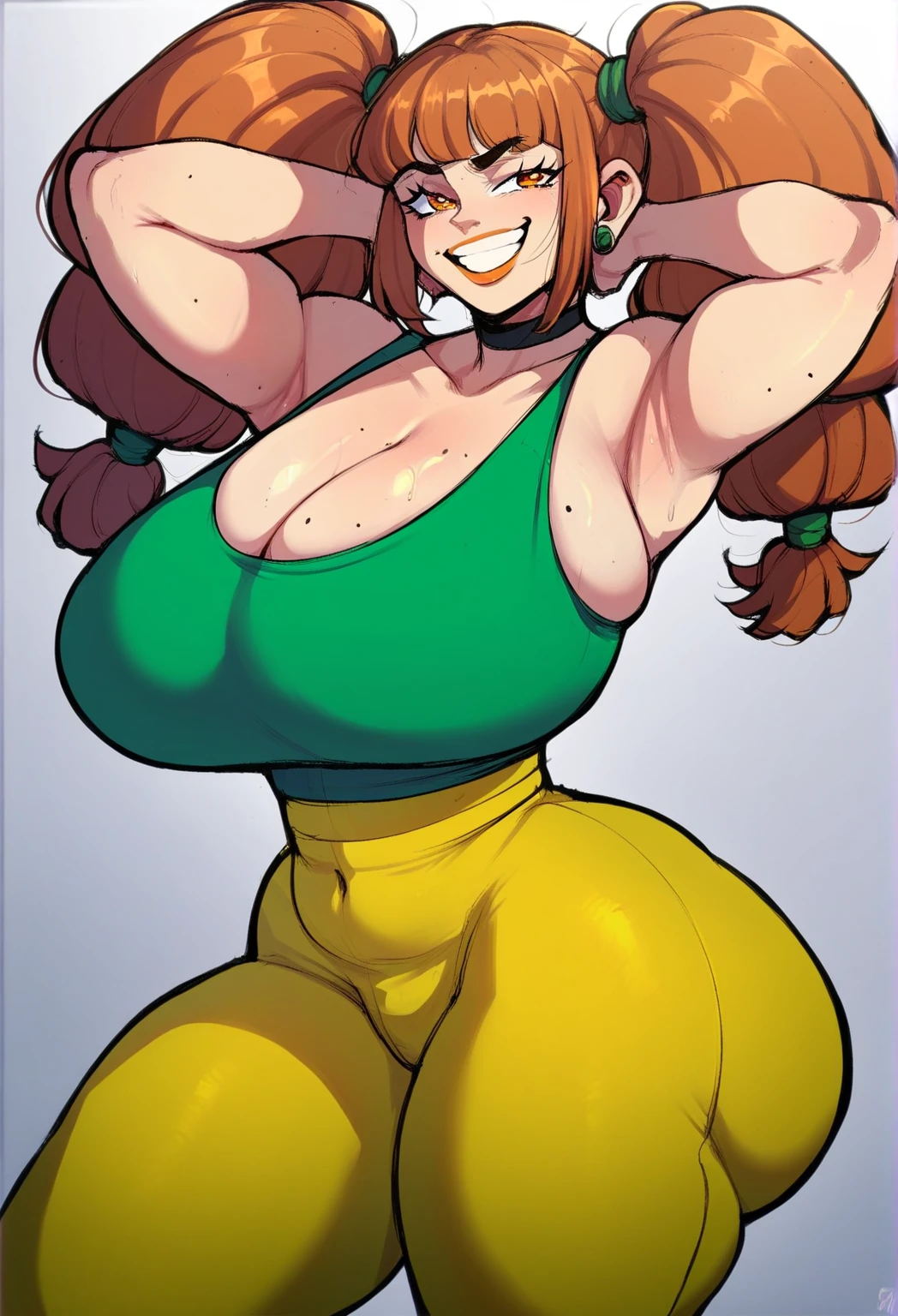 1960's, Living inflatable, poison, luxurious long and thick pink hair, wearing a stars and stripes bandana, wearing long jean jacket with anime t-shirt with logo, (plaid miniskirt), platform sneakers, knee high socks, floating, (((hyper breasts))), (((muscle expansion))), (((muscular legs))), (((bodybuilder))), (long thick erect girthy futanari huge penis), pleasurable look on face while hands stroke penis