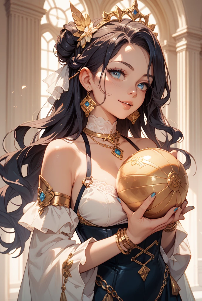 a masterpiece of，need，illustration，Sax Blue，Platinum Earrings，Platinum Necklace，whiteskirt，1girl huge large breasts，lovly，A big-breasted（Dinamic Light：1.2），Cinematic light，Delicate facial features，detailed eye，Sharp pupils，realistic pupil，depth of ﬁeld，Background bokeh，sharp fokus，（hyper detailled，Halo，glowing with：1.4），Many small gemstones