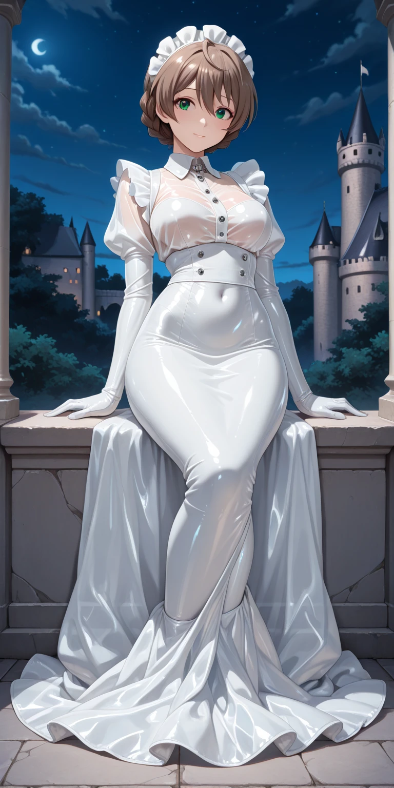 there is a digital painting of a woman in a white dress, lady dimitrescu, madonna genderbend elegant, inspired by Francesco Hayez, fully clothed. painting of sexy, lady gaga as evita, inspired by INO, digital matt painting, portrait of emma frost, pale woman, digital painted, androgynous vampire, painted character portrait