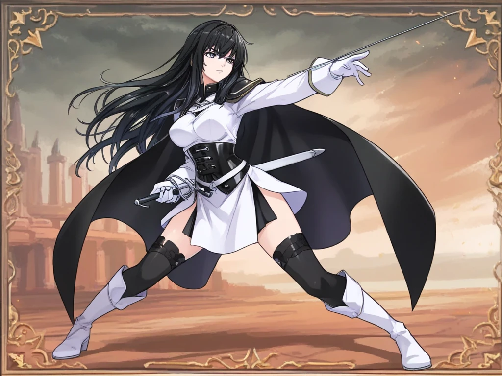 masterpiece, best quality, solo, (detailed eyes:0.9), (detailed lighting, depth of field:0.9),
Uniform, knee boots, black thighhighs, sheath, skirt, zettai ryouiki, (ascot:0.8), shorts, thigh gap
<lora:Nobume_V2.1:0.6>