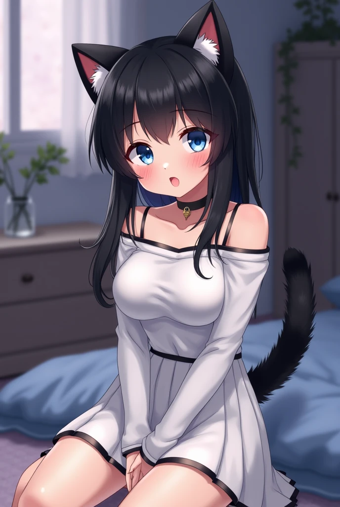 <lora:fusou_v1.0:0.8>,fusou\(azur lane\),naked shirt, indoors, animal ears,blue eyes,white shirt, wariza, cowboy shot, large breasts, black hair,, masterpiece, best quality, extremely detailed face, sharp details, high contrast,
