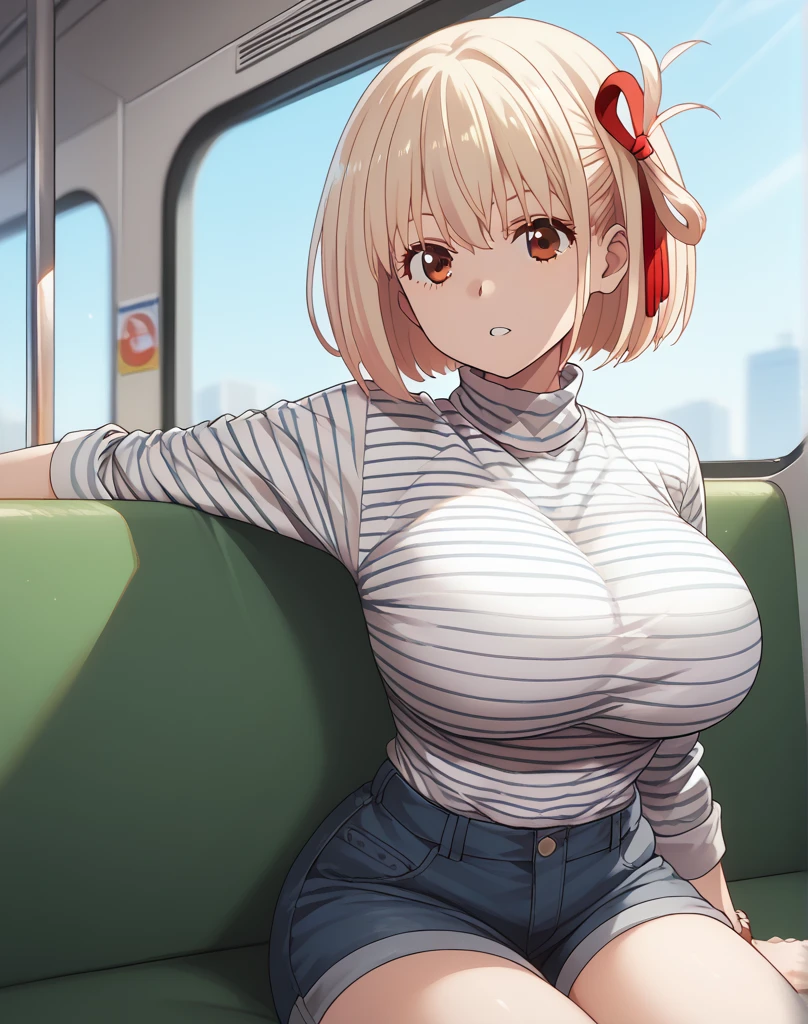 (Highest quality, 4K, 8k, High Resolution masterpiece:1.2), Very detailed, Picturesque, Anime-style photos, Photo Animation:1.37)、a beautiful girl、(Brunette Hair)、(pixie cut)、gyaru、tan、in the train、Ecstasy face、trembling、Sweat、Drooling、crying、vapor、Black choker、pierce、necklace、bracelet、