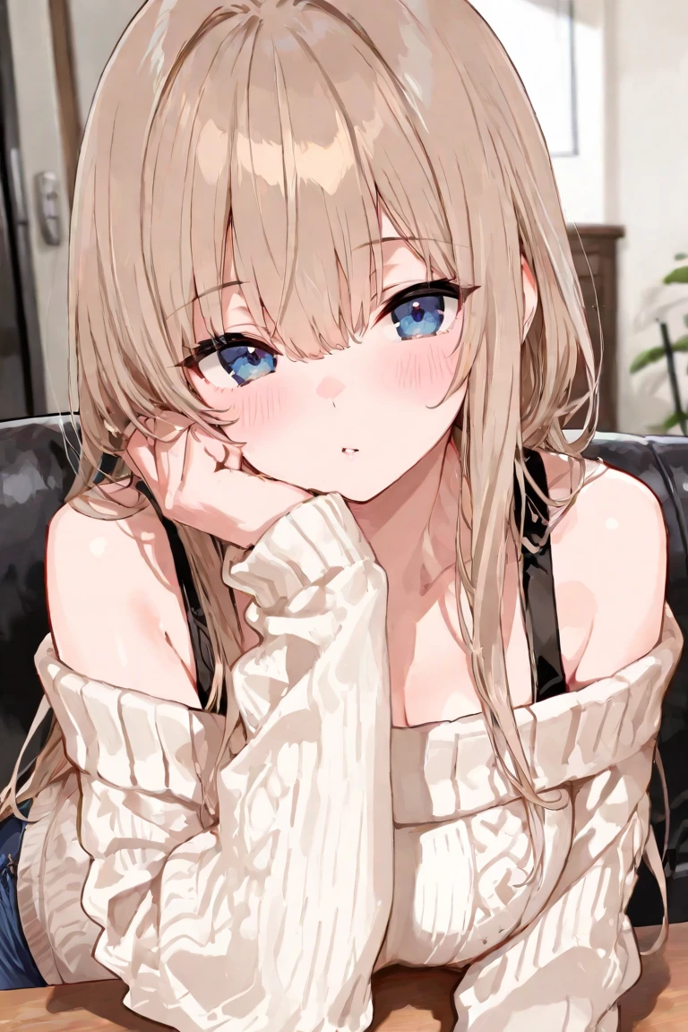 masterpiece, absurdres, best quality, ultra detailed, high Resolution, detailed illustration, bright colour, (extremely beautiful detailed face and eyes, Delicate beautiful face, 1 girl, cute face:1.3), (magenta eyes:1.1), sparkling eyes, big eyes, big breasts, (perky breasts:1.1), (pointy breasts:1.1), medium hips, glamorous body, white skin, BREAK, (blonde hair:0.8), messy hair, detailed hair, shiny hair, BREAK (down blouse, mini casual dress, Panties:1.3), perfect lighting, (embarrassed:1.3), (???????, vulgarity:1.5), (trembling:0.8), (yoga, Cat Pose:1.3), 