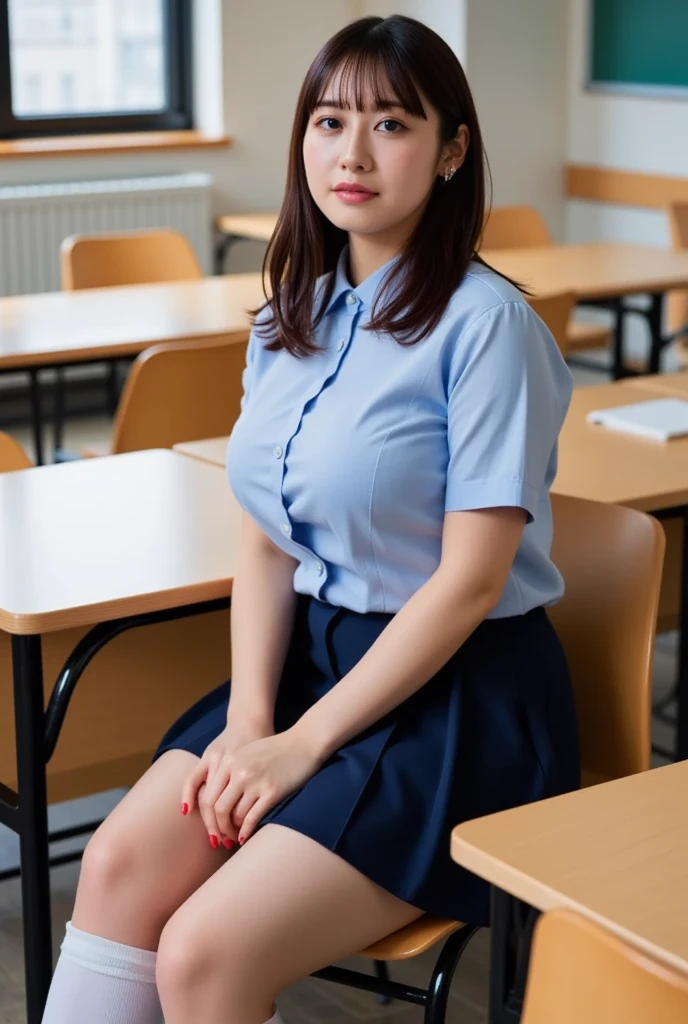 teacher sitting on a chair in the classroom