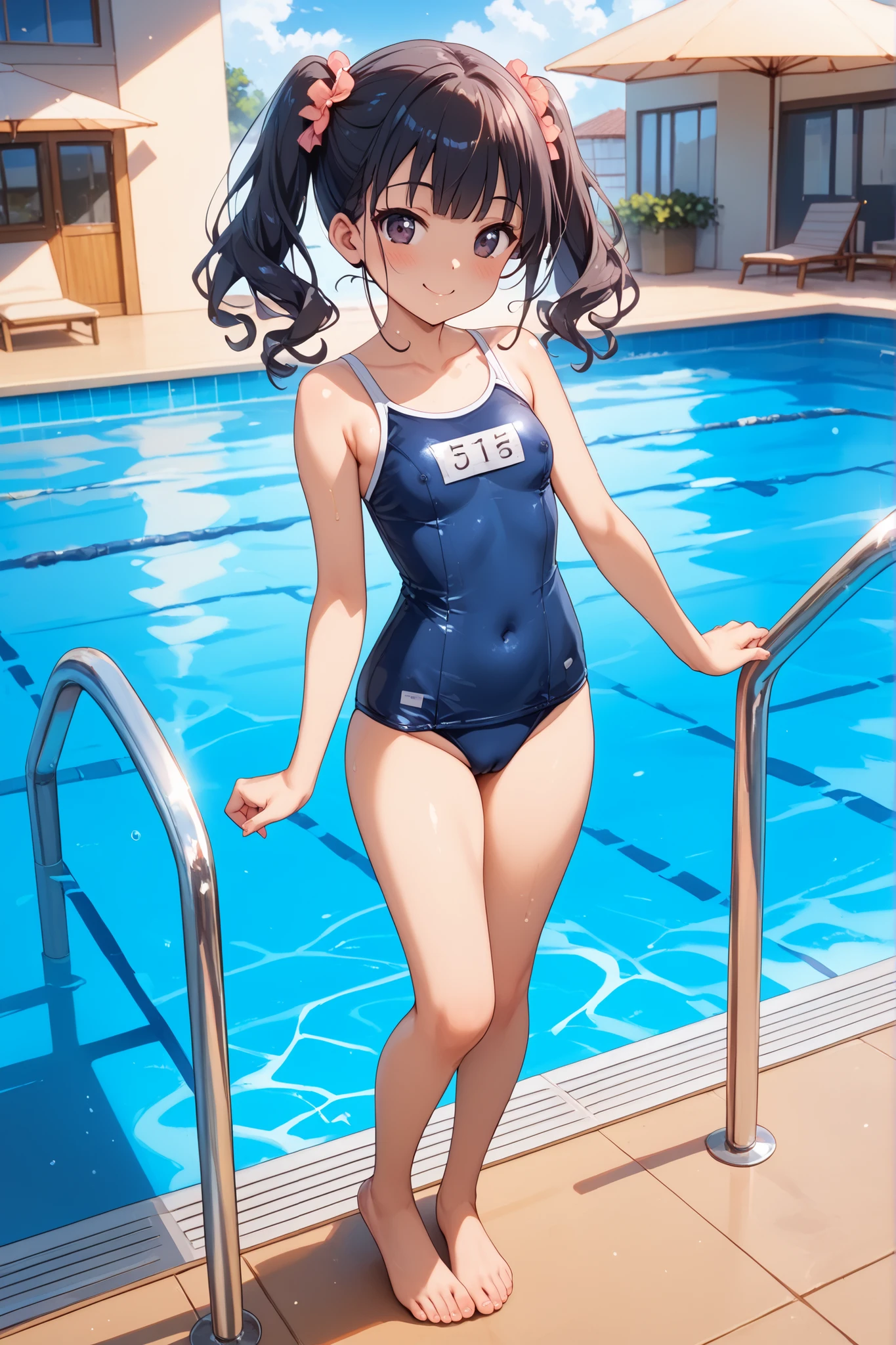 School Swimsuit, Young Girl（Chibi）, 5 years old, 