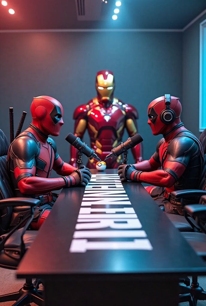 jhon wick, Iron man, dead pool playing a game of poker