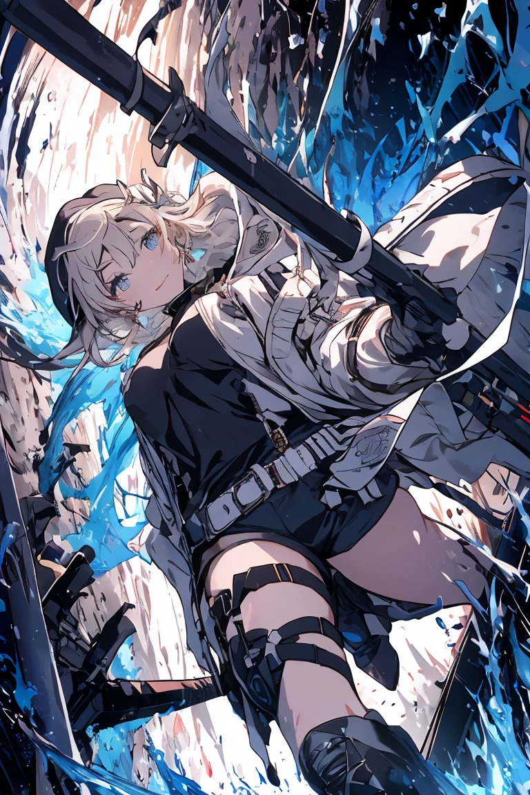 snow white, sniper, navy costume.badass and sensual