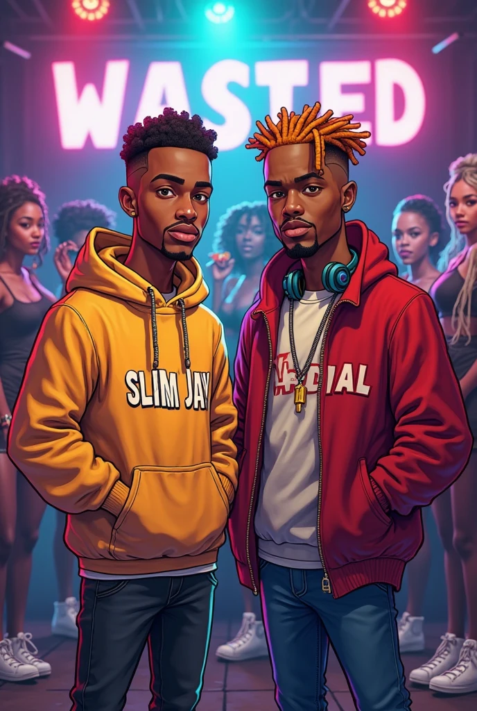Monster Boy, Caramel Brown skin Black boy moor, Bald Hairstyle, Streetwear, Full Slime Body, colors neon, risa loca, malvada