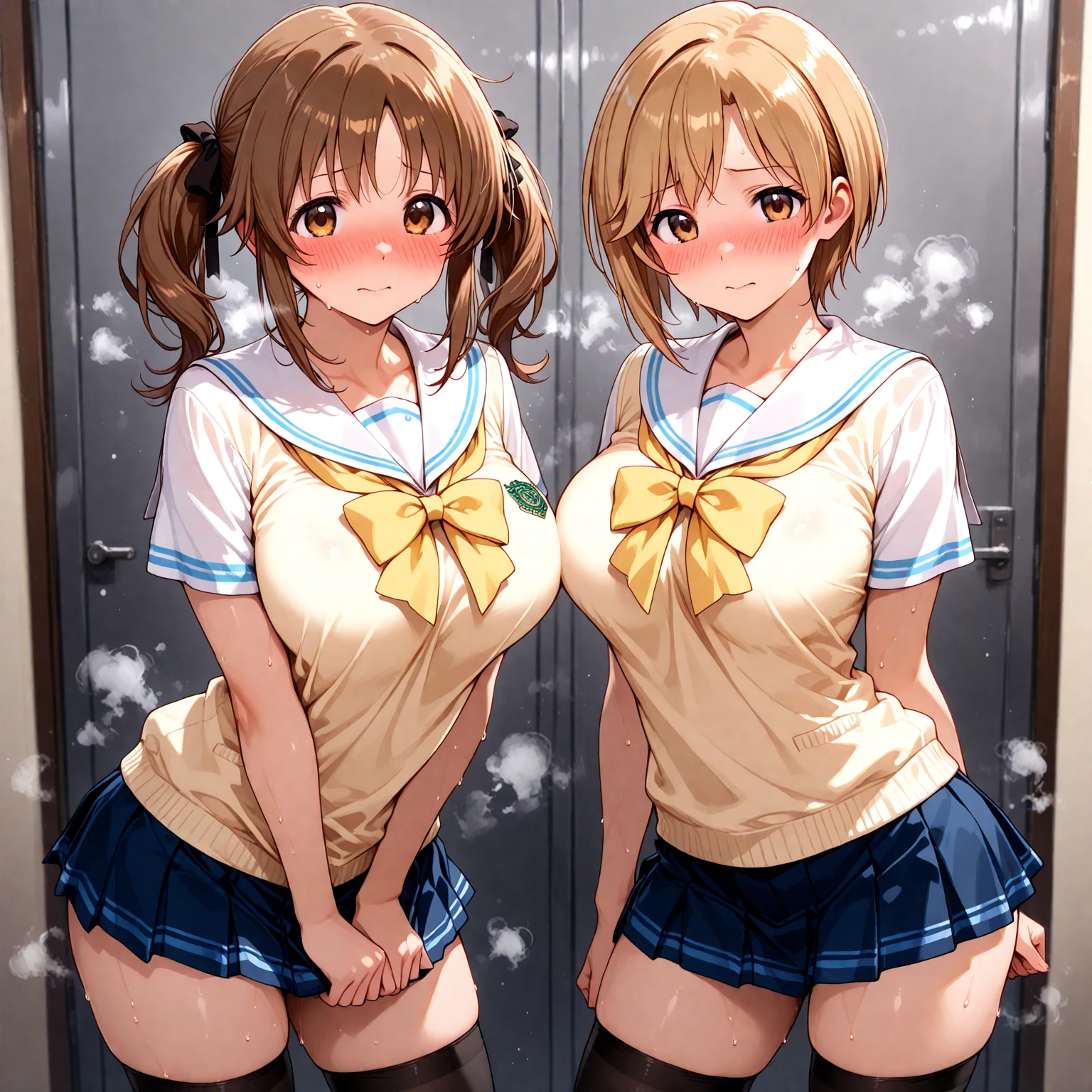 (NSFW)、(Girl:1.2)、(Gym suit)、Pleated skirt、blush、Very detailed、High resolution、4K、masterpiece、High resolution、(tears:1.8)、(Clothes are see-through:1.2)、(heart:1.3)、(rape)、(despair:1.3)、(Half-close your eyes:1.6)、(Top view:1.8)、(A scene from an adult manga:1.3)