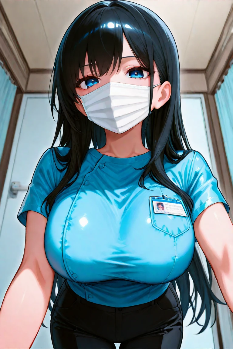 8k,masterpiece, best quality,1girl, solo, beatiful nurse, medium breast, green blue eyes, neckline, perfect body, high details eyes, black bra, black panties, white uniform, white dress, white stockings, white shoes, nurse's cap, protective equipment, gloves, smiling, caring, compassionate, interact, friendly, warm, hospital, medical clinic, nurse station, BREAK,bedside, treatment room, medical equipment, supplies, hospital beds, monitors, medicines, patients, colleagues, traditional, light blue, protective, background, setting, medical, clinic, bedside, treatment, equipment, supplies, hospital bed, monitor, medication, surgical mask, sexy pose