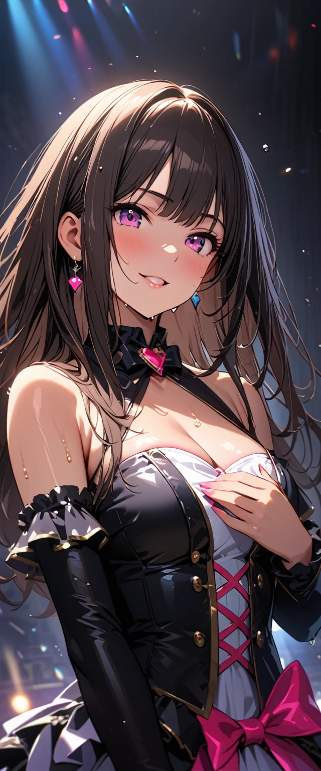 , (naked, (see-through lingerie:1.3), (sexy pose:), (blushing face:1.4), smiling, tongue out, ((heart-shaped pupil)), ((erotic pose)), saliva