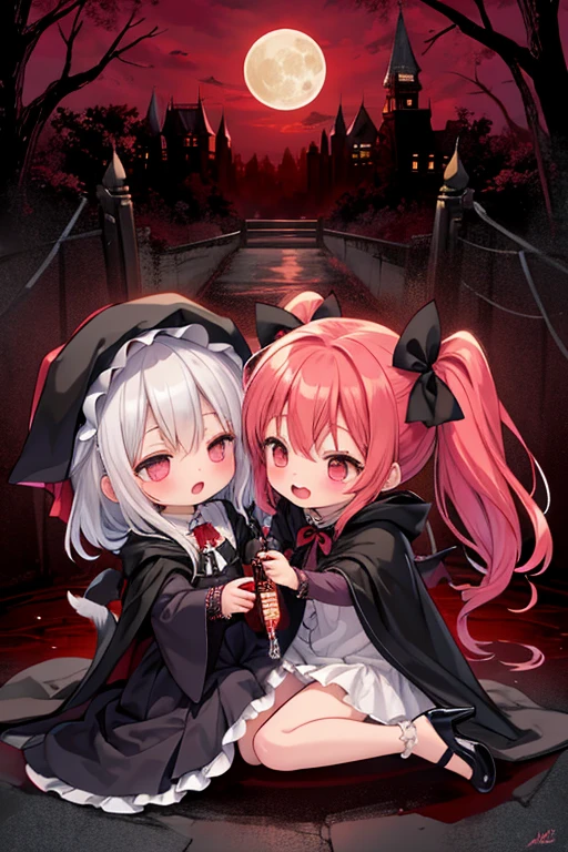 ((masterpiece)),(((best quality))), ultra_detailed, (loli:1.4), [10:years:old:1.4], [perfect:face:1.5], [detailed:facial:features:1.5], [sharp:facial:contours:1.5],[detailed:green:eyes:1.5], [sharp:eyes:1.5], looking at viewer, scared expression, pale skin, very long black hair, crop top, pink pantyhose, sneakers, (camel toe:0.3), extra small breasts, full body, stands on the edge of a cliff, (feet in the water), dead, blood-soaked clothes, blood on face, bleeding, [bloody:mess:1.1], [blood:everywhere:1.4]. Night eerie atmosphere, forest, flowers, shadowy trees, scary trees, bloody river, crimson water, bad weather, dark clouds, heavy (rain) visible raindrops, night lighting, blood-red colors, cool tones, (saturation:0.2), (highlight:0.3), (brightness:0.3), (contrast:1.5), (absurdres:1.2)
