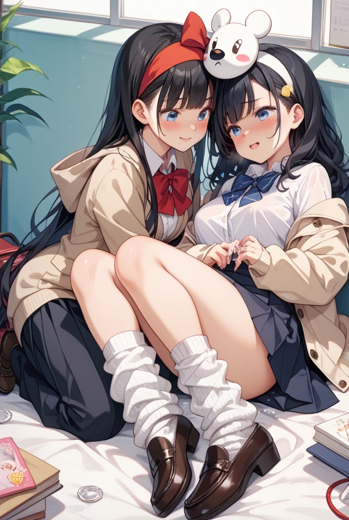 (1) Two sisters are sitting with their knees together on the sofa in the living room. My sister is pink from the gap between her skirt and thighs、My sister can see her light blue panties.
(2) My sister is a 17 year old high school student., Wearing a miniskirt uniform and socks.
(3) The older sister is a 23-year-old office lady.、She is wearing a turtleneck knit, a plaid skirt, and black socks.。.
(4) My younger sister has semi-long black hair..
(5) My sister has long brown hair.
(6) The two women have mischievous smiles on their faces..
(7) Both women's breasts are not that big..
(8) The location is the sofa in the living room of the apartment..