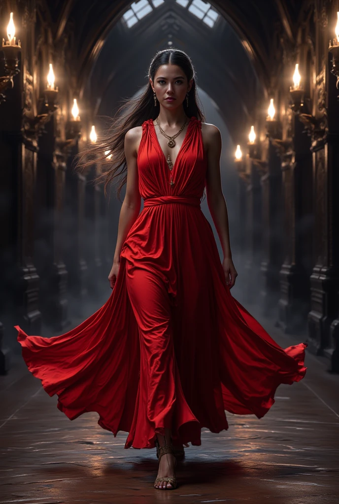 A dress based on the red dragon house of snakes