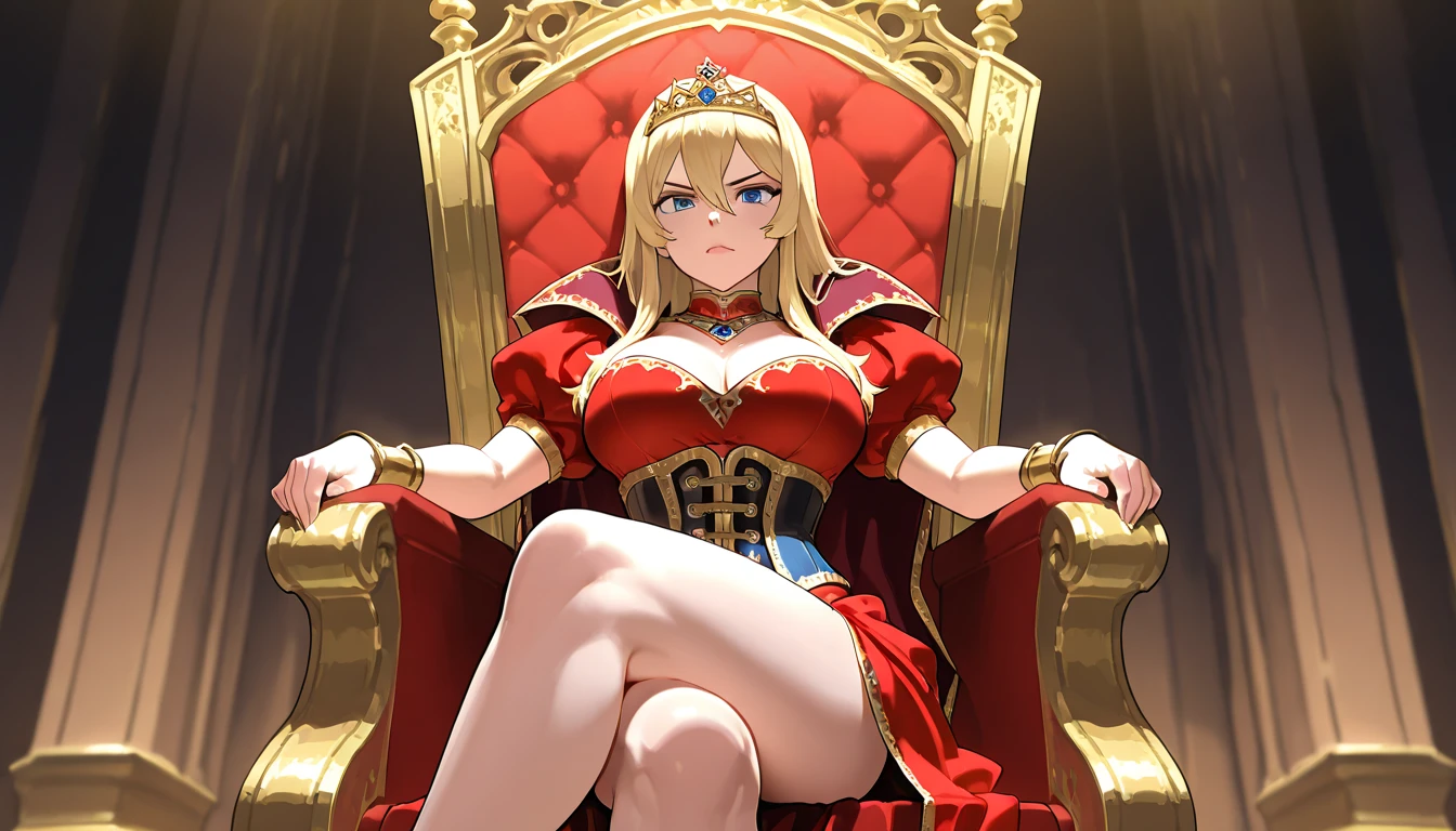 a woman, big boobs, in a German medieval castle