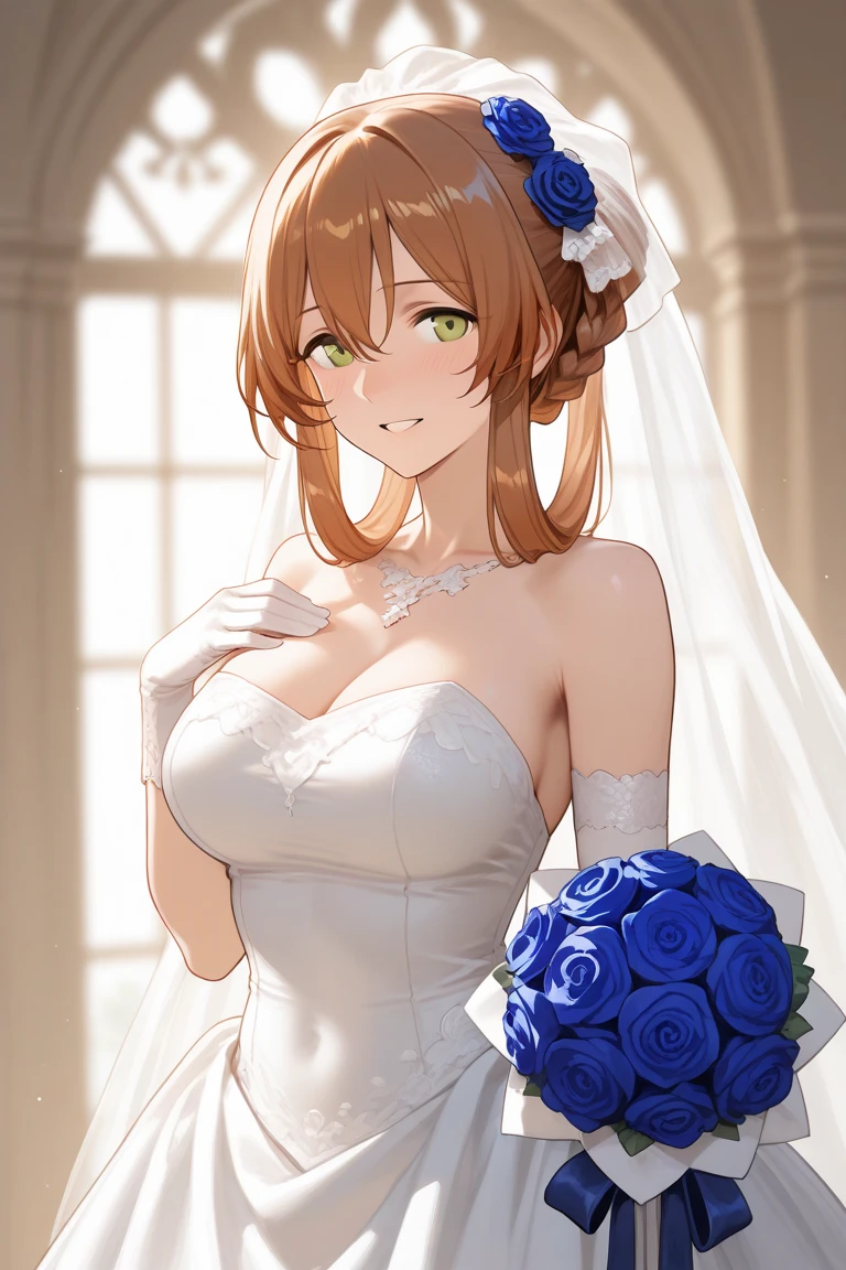 Tafah, Best quality, High accuracy, Amazake, (Antenna hair:1.2),  Mazaki Anzu Kyoko Masaki / Yu Ji Oh!  Champagne wedding dress, ball gown wedding dress, lace