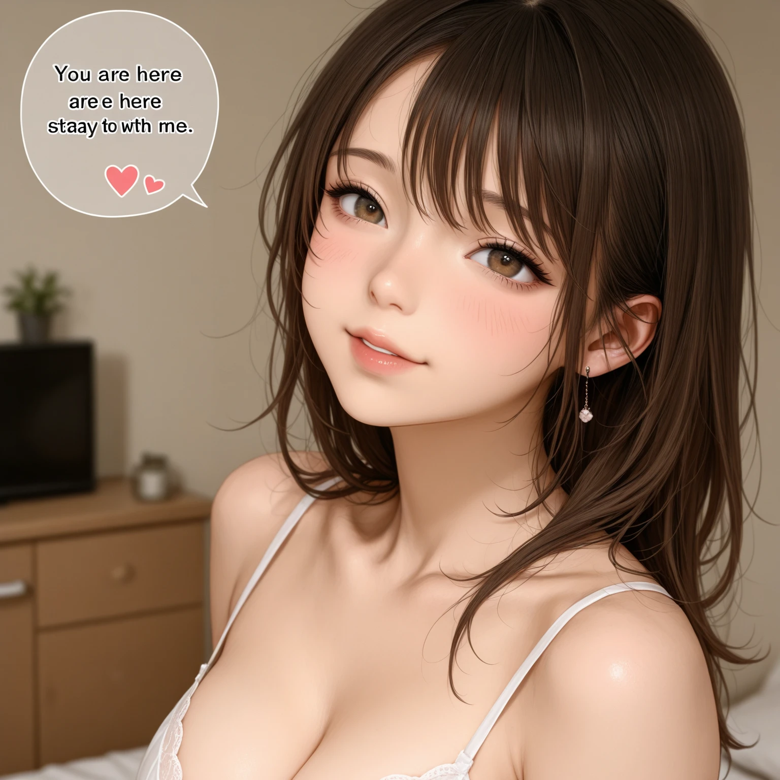 ((((highest quality)))), (((Ultra-precision CG 16K))), (((masterpiece))), (((Very detailed))), (((Extremely detailed))), (((Black outline:1.3, Written boundary depth:1.3 , Written soft outline))), Maximum clarity and sharpness,Multilayer Texture, Surface Shading, Cinematic lighting, Beautiful details sparkle ,Perfect Proportions, Limited to three woman, BREAK accurate, Anatomically correct, Highly detailed face and skin texture, drawn in detail, Highly detailed facial and skin texture, Detailed eyes, beautiful hair, Beautiful Japanese Idol face, Beautiful and beautiful eyes, Beautiful body, Beautiful breasts, Beautiful thighs, Beautiful legs, Beautiful fingers, (Beautiful views) , skinny body, ((Beautiful Skin)), ((Skin Texture)) , solo, limited one girl BREAK breast enlarged, medium Breasts, rocket breasts, (((perky breasts))), ((covered nipples)), slender waist, (smiling , narrow eyes, brown eyes, blush, determined expression, hot, sweaty , Heavy breathing,) BREAK ((streaked hair, hair intakes, colored inner hair, several hairstyles )) BREAK (((wearing oversized character printed tank top, wearing Jersey in a casual way, wearing pleats mini-skirt , breasts is covered by outfit))) , wearing earrings, BREAK ((( a woman in the bedroom, sleeping face down on the bed, looking at viewer, close up face, cowboy shot, from front , from below ))),