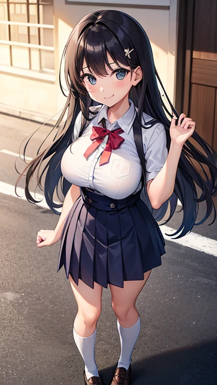 High school girl, huge breasts, untied long black hair, long black hair, twisted eyes, long eyelashes, nice and cute huge breasts, white underwear and skirt, sexy pose showing underwear shorts, big , thighs, anime style , beautiful anime schoolgirl, surreal , surreal , mesmerizing anime girl, realistic , big emphasized, naughty anime style, naughty thighs, naughty thighs, smooth anime CG art, surreal school girl, seductive anime girl, realistic school girl, smooth anime CG art, anime girl, beautiful anime school girl, beautiful anime girl, beautiful alluring anime teen girl, ecchi anime style, photorealistic rendering of anime girl,