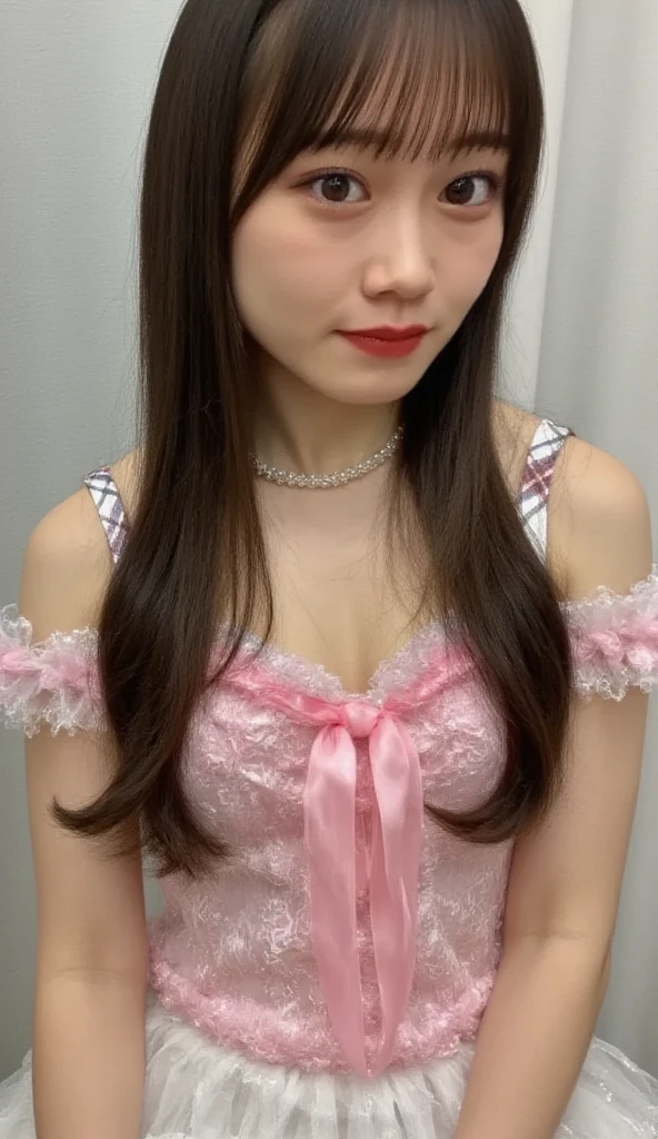 Sexy girl, light pink hair, bow tie, no clothes, short skirt, tight figure. Many people have too big breasts and smiling faces.