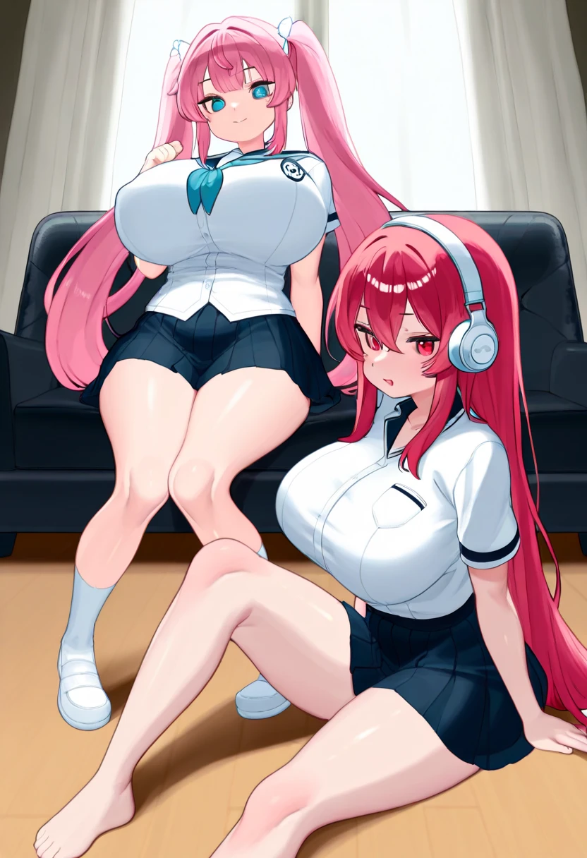 Your two headed massive fat wife conjoined to your fat Super sonico cosplayer daughter drunkenly sharing a kiss with each other fully clothed in a cosplay outfit and a very overfull bikini top on their two headed body. Her two distinct heads are clearly drunk and face to face with their lips touching as she accidentally kisses your daughter on the lips in front of you while you’re on a date with her at a busy bar. Your super sonico cosplayer daughter is clearly embarrassed by the kissing and doesn’t want to be conjoined to your absolutely beautiful wife on such a massively endowed two headed body but is too drunk to care as she returns the kiss to her second head.