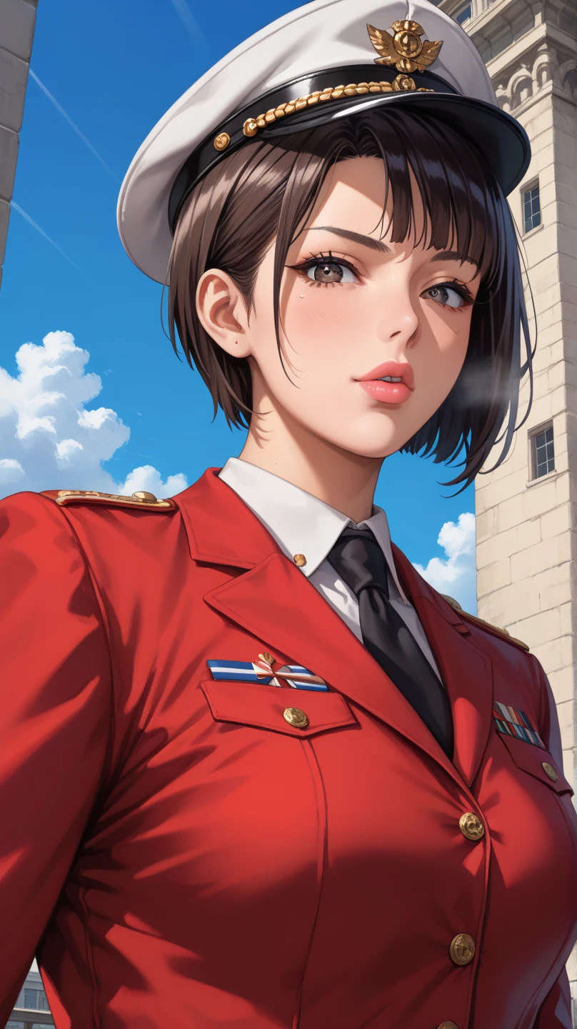 <lora:add_detail:0.5> <lora:copax_charm_eu:0.0> (photorealistic, masterpiece, best quality), face smiling, seductive pose,
susato mikotoba, black headwear, hat, black military uniform, black gakuran, long sleeves, black cape <lora:gaa_susato:0.3>