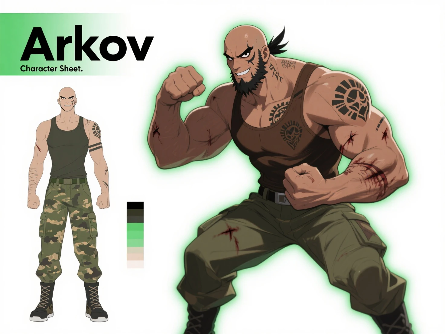 ((highest quality, masterpiece, 4k, finely detailed, detailed eyes, detailed face, intricate details, pixiv, gelbooru)), (((reference sheet, full body pose))), male, spikey hairstyle, black hair, revealing clothing, sharp eyes, intense pose, handsome sharp features, masculine, muscular, hairy, manly