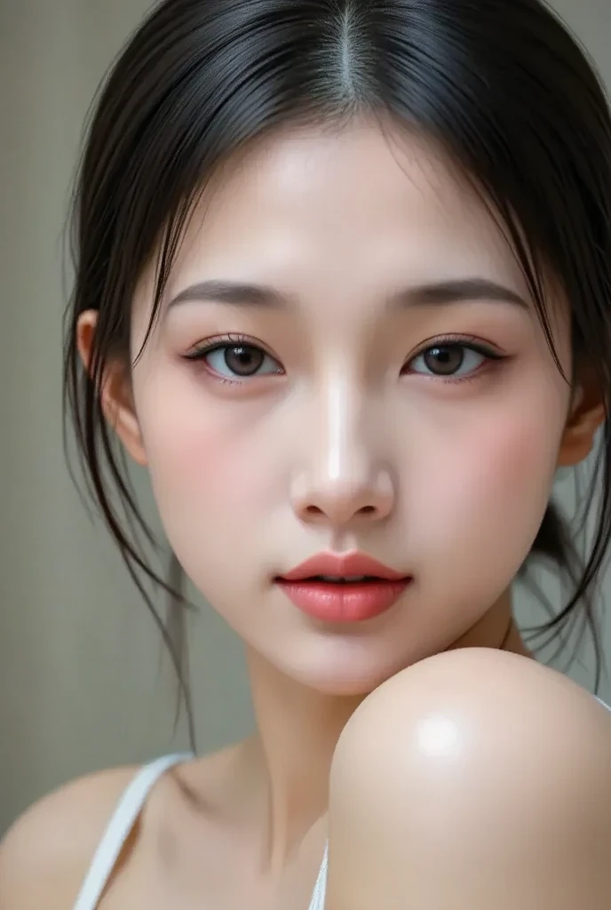 Slender Asian girl, kpop idol, ((in just panties and no bra)), ((top quality, 8k, masterpiece: 1.3)), crisp focus: 1.2, beautiful woman with perfect figure: 1.4, highly detailed face and skin texture, detailed eyes, very skinny, beautiful face, symmetrical face, almost naked: 1.8