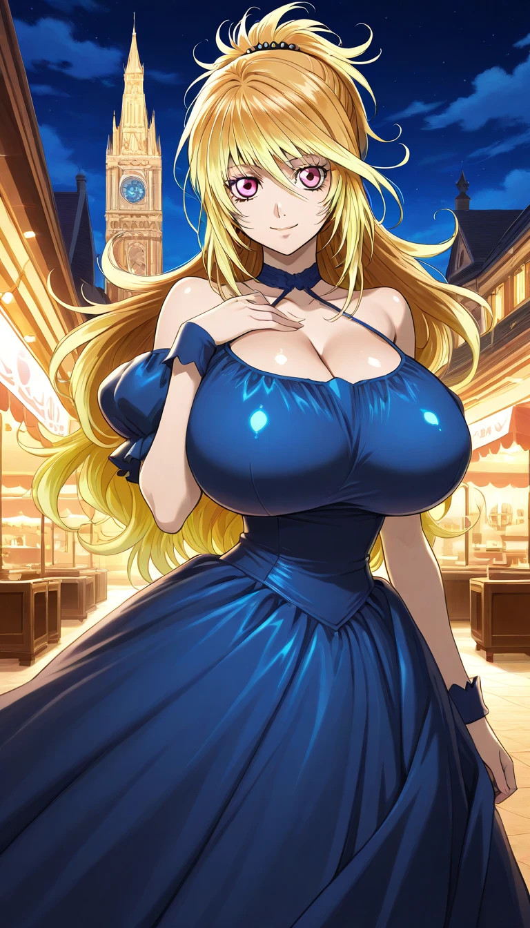 (best quality,Ultra-clear,Depth of Field, high resolution:1.3), AND18, 1 Girl, individual, Blonde hair, blue eyes, earrings, jewelry, Big anime style,full-body shot,36 years old mature beauty,charming,Perfect body