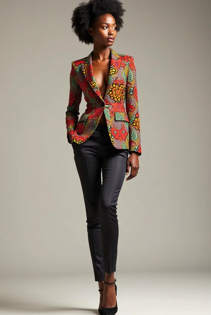 Professional fashion illustration, (Full-body portrait), innovative fashion design, aesthetic value, cinematic composition, best quality, high quality, masterpiece, Ultra high-definition, 8K, UHD, extremely detailed,
break
a beautiful women, super model, perfect, aesthetic, modeling pose,
break
Coral Paisley Lace Quantum Striped Leggings, Cotton Tartan Quantum Peplum Jacket, , , designed by Fannie Criss and by Kehinde Wiley and by Hirohiko Araki,
break
advanced lighting techniques, high dynamic range, vivid and accurate colors, harmonious color scheme, meticulously detailed, visually stunning, emotionally engaging, modern art influences, Majestic,
break
simple background, black background, sharp focus, depth of field,