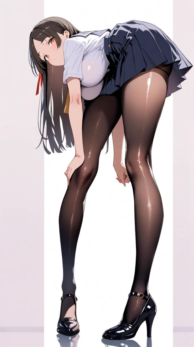 One Woman、beautiful girl、after school、evening、high school girl、Academy、Schoolyard、A large number of students、Blazer uniform、Pleated skirt、Black Pantyhose、Long Hair、Highest quality, Thick thighs、Big 、Big Ass、Black Hair、Sweaty pantyhose、Yoga poses