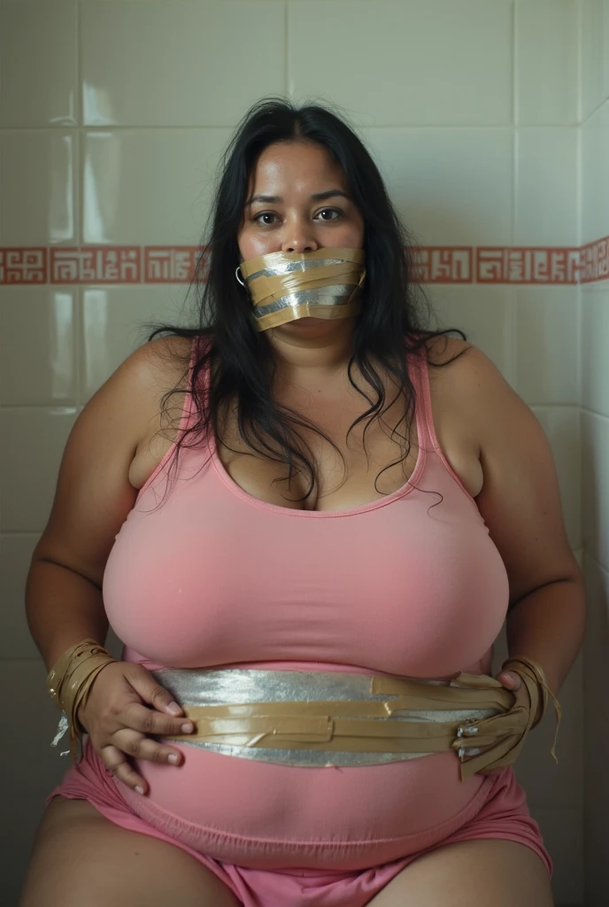(Masterpiece, Best Quality, High Quality:1.4), (professional artwork, extremely detailed girl:1.0), (Camila Cabello, bdsm, bondage, drool dripping, drool dangling,) cleavage, 8k, drool all over chest, drooling, realistic, dripping wet, medium breasts, drool all over face, perfect body, smooth skin, pleading eyes, lots of drool, sweating, saliva on face, exact likeness, detailed eyes, perfect face, 1girl, skindentation, looking at viewer, bright eyes, close up, bound arms, arms behind back, improvised gag, gagged, duct tape, bondage, trusers. shirt