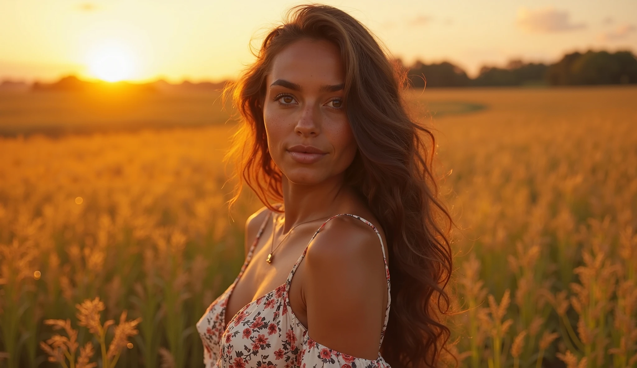 brunette model, olive skin, hot summer day, realistic model