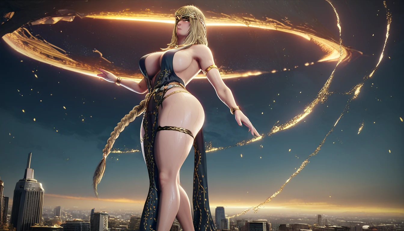 (best quality,4k,8k,highres,masterpiece:1.2),ultra-detailed,(realistic,photorealistic,photo-realistic:1.37),beautiful detailed eyes,beautiful detailed lips,extremely detailed eyes and face,longeyelashes,1girl in wonder woman cosplay,wonder woman costume,confident expression,strong and powerful pose,sparkling tiara,golden lasso,red and gold armor,fierce and determined gaze,intense and vibrant colors,superheroine,comic book style,graceful and elegant figure,heroic and majestic stance,action-packed scene,energetic and dynamic,explosive special effects,city skyline background,iconic W logo on the chest,majestic cape flowing in the wind,extraordinary strength and power,comic-inspired lighting,warrior princess,vivid and rich color palette,athletic build,muscular physique,adventurous and daring spirit,bold and empowering presence,glowing golden bracelets,tiara shining with power,defender of justice and truth,incredible superhuman abilities,protecting the innocent and saving the world,inspiring and empowering symbol of female empowerment and strength.