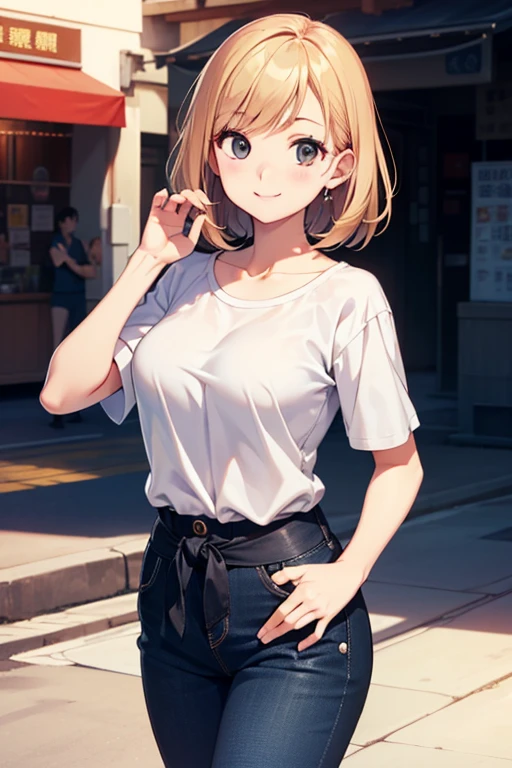 Himiko Toga,Big Breasts,Casual clothes,Smiling expression,Outdoor,Date Spot,Lover's perspective,Blue Eyes,