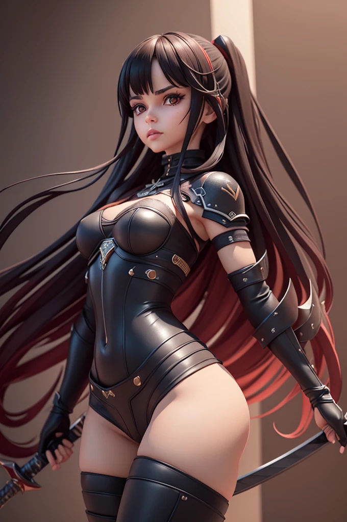 1 girl, black skin tone, petite, small chest, futuristic armor, black eyes, Evil Aura, Cursed Armor, cursed girl, Scary face, oni mask
