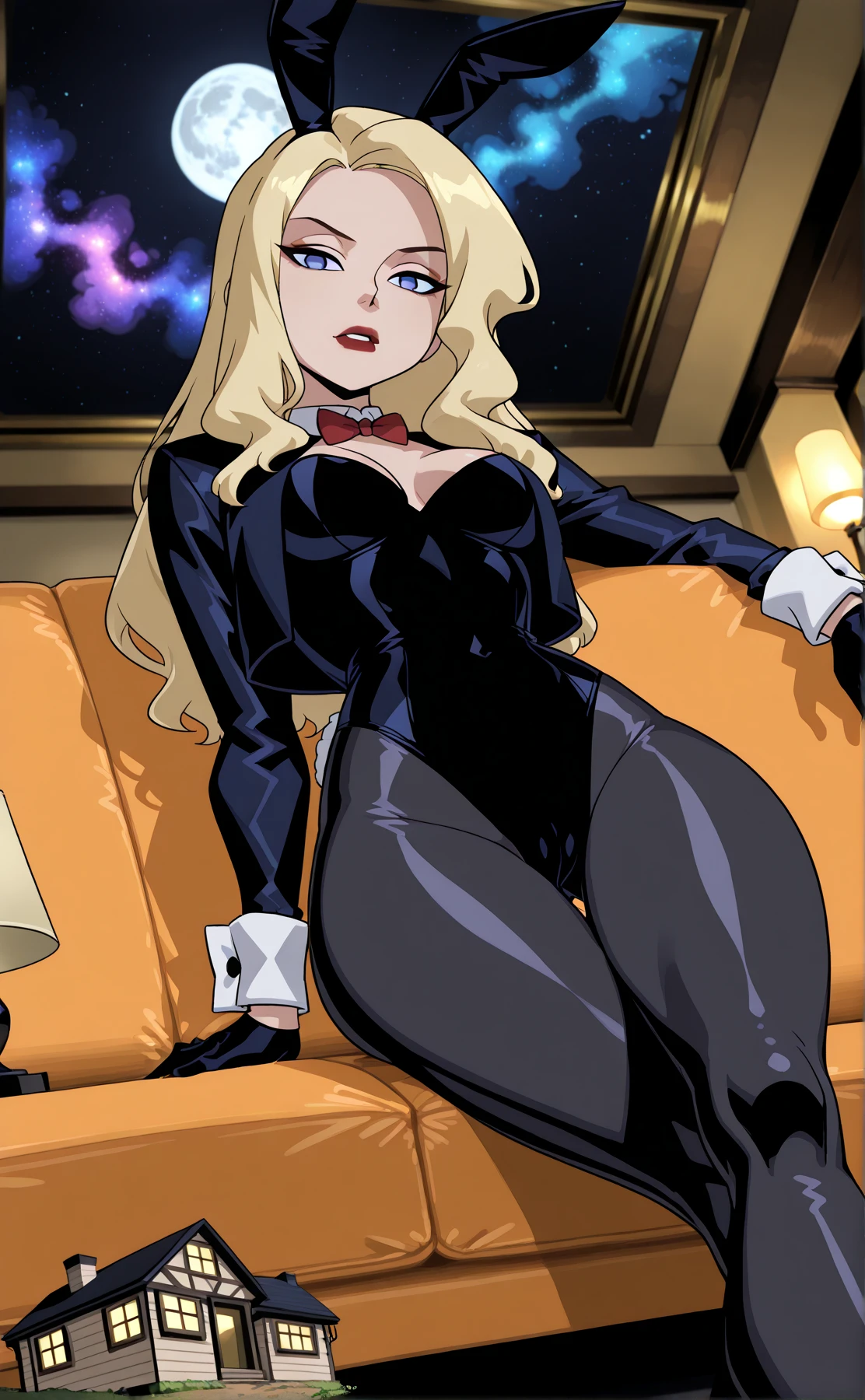 （（super high quality,））（（Ultra-high resolution,））（16K,）（super masterpiece,）（（Ultra HD ,））（Detailed shading,）Full body photo,One sexy mature woman,（（Red collared shirt,popped Tight collar,））Folded sleeves,Black long gloves,（Glossy black pants, Black long boots,）Black hair straight short,Sharp Eyes,blush,Sexy smile,Cleavage,Cross Necklace,Lying in bed,Put your hands on your head,Turn your hips to the side,Bend your knees,