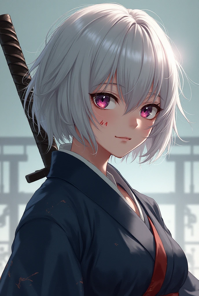 Masterpiece, Best Quality, Best Quality, Evangelion, Rei, Rei Ayanami's Face, Japanese Clothes, Kimono, Slender , Plug Suit, Short Hair, Lightsaber, Five Fingers --auto --s2