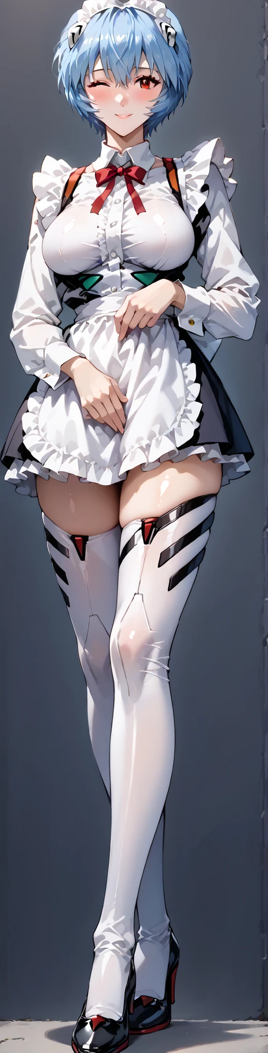 Bigboobs,cropped shoulders,knee length socks,Maids wear,maidennurse,Stand up,high-heels