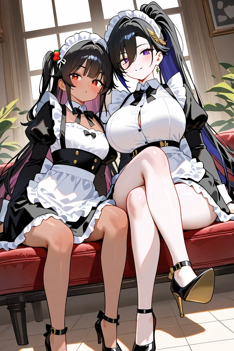 (((Mother and daughter、Young Girl、ロリBig Breasts)))、(((Very big 、Very thick thighs、Very big ass)))、((Prostitute、Bitch、aid communication))、highest quality, ultra-detailed, figure,
sc1, scenery, night, Lights, indoor, Light, neon Lights, sofa, table,
sc1, sofa, scenery, table, indoor, night sky, low_Light, Depth of written boundary, From the side, Sitting,, ultra detailed, masterpiece, highest quality, beautiful, detailed,
Sweet stuff face、
(sit on the same sofa、sit close together on a long chair, Large 2 seater sofa:1.5、As if we were standing shoulder to shoulder、throw,From the sideの眺め)、Brat、
One Girl、Black hair in twin tails、short hair、Wavy Hair、Blunt bangs、Purple eyes、((Sweet stuff, Ecstatic face:1.5),Lots of silver earrings、((Big Breasts)), (Pink ruffled outfit:1.5、Off-the-shoulder strapless、ローライズBlack tring panties)、((Fishnet tights))、Platform leather shoes、
(drink alcohol), Leaning forward