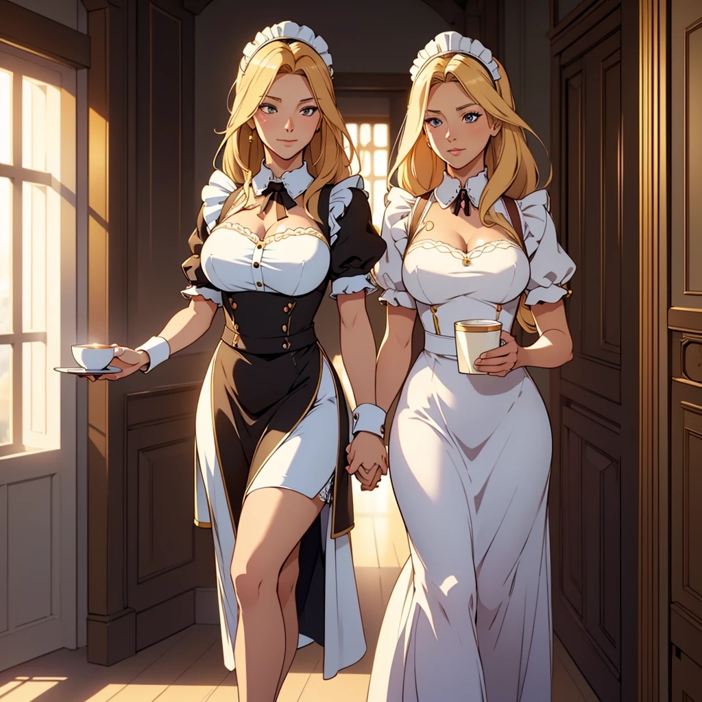 Beautiful female cyborg soldier wearing maid clothes、Short white hair、Muscular、Six Pack Abs、(Maid clothes:1.8)、(White ruffled apron:1.4)、Facial blemishes、Eye patch、(Fighting Aliens:1.55)、Smirking expression、Dynamic configuration、detailed、Photorealistic、8k、High resolution、Super detailed、Cinematic lighting、Dramatic colors、SF、Concept Art