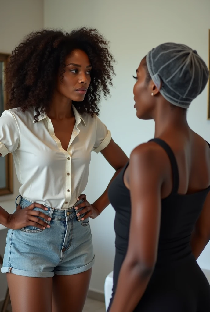 A beautiful black woman kneeling