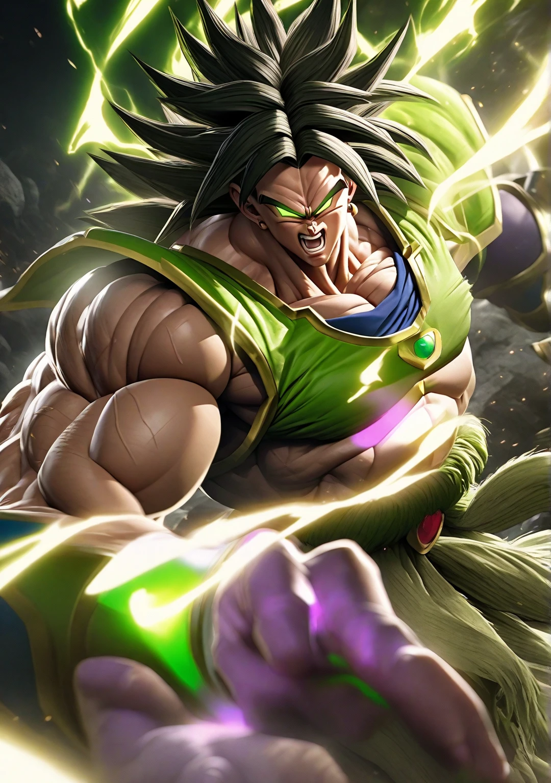 Broly, from Dragon Ball Super, realist, 4k, fighting