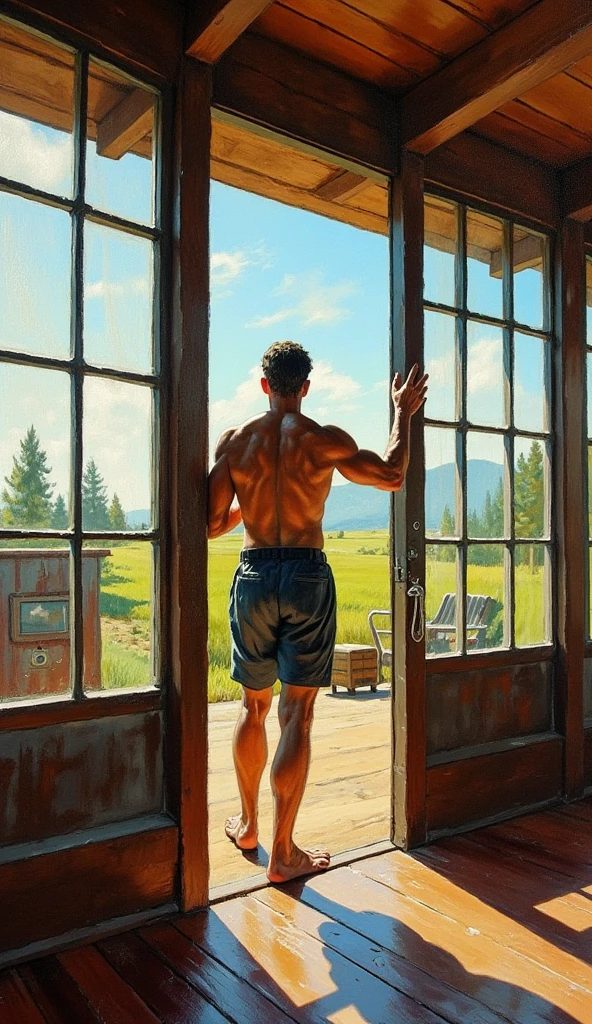 sketch, 20 yo male figure study, young muscle-bound jock, standing, full stocky body, completely naked, totally , no clothes, sans clothing, au natural, covering crotch with a white towel, bare butt, crowded gym shower with spraying showers and showering men in background, pastels, by harry bush, James Montgomery Flagg and Lois van Baarle and jim french and rossdraws, detailed realistic eyes, big bare feet, large bulge in crotch, very handsome, beautiful