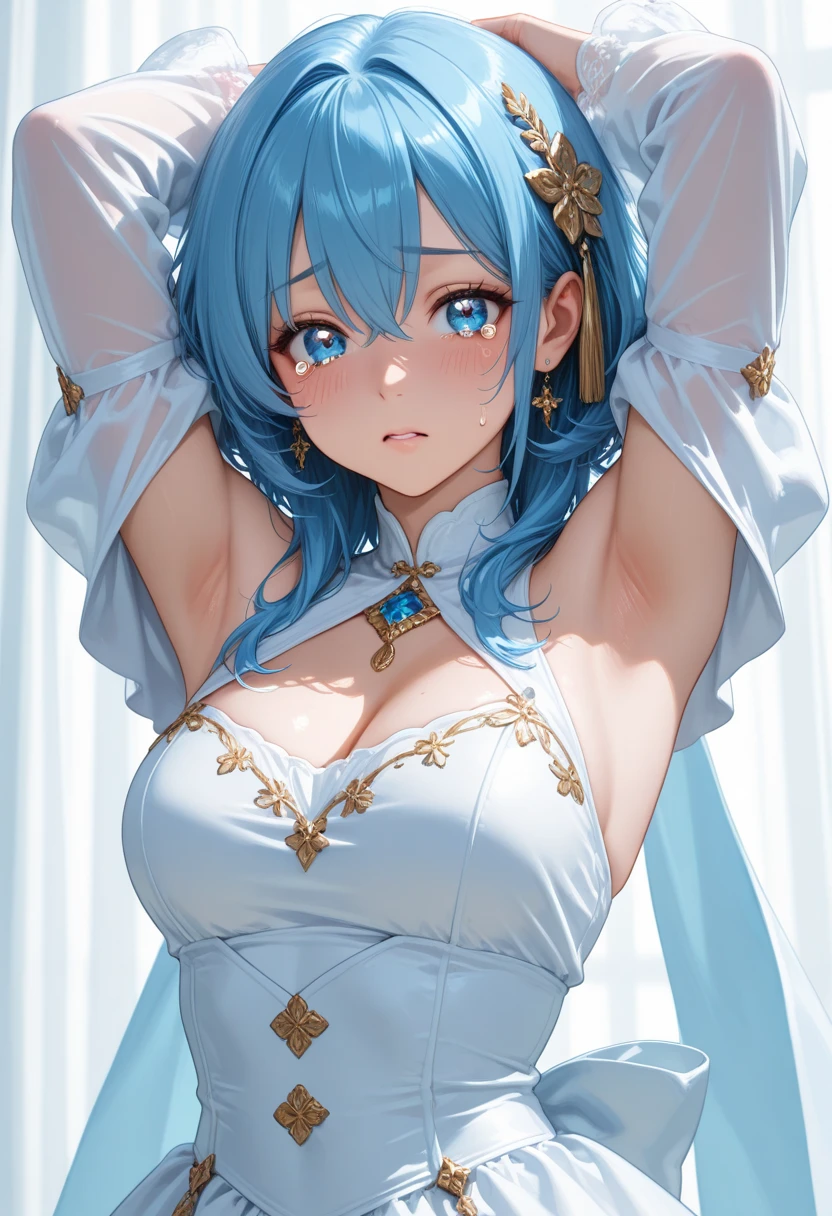 (masterpiece、top-quality、hight resolution)、((pov)), In a luxurious hotel room in an imaginary country, a call girl has just arrived. She stands at the door, dressed in seductive, provocative clothing that clearly marks her profession. The room is elegantly furnished with soft lighting, creating an intimate and inviting atmosphere. The call girl has a perfect, seemingly genuine smile on her face, though it is clear her job is to appear pleasing. She is the only person in the room, adding to the sense of privacy and exclusivity. The overall scene exudes a blend of luxury, seduction, and professional charm. nsfw, breast focus, Twin_Turbo_Umamusume, aqua hair, twintails, heterochromia, purple eyes, blue eyes, sharp teeth,