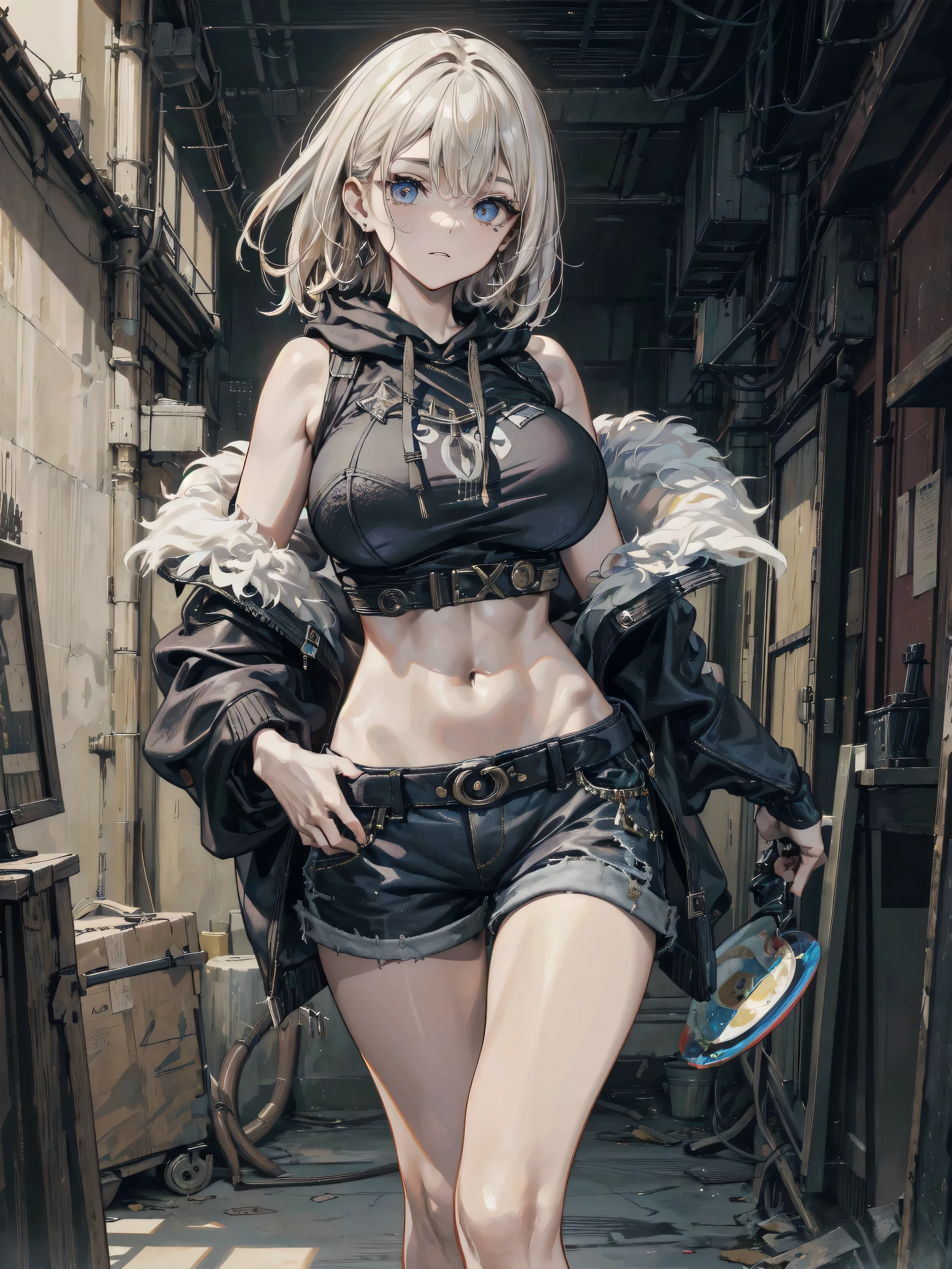 score_9, score_8_up, score_7_up,source_anime, high res image,masterpiece,best quality,girl,cute face,clear skin,shiny hair,ultra detailed eyes,Prostitute、Charm、slender、 Military boots、、Night Sky、Night view、Night view、Skyscraper rooftop、Military jacket、Belly button exposed、cargo pants、Hands in pockets、Emphasizing the night view、(Standing on the roof of a building、Looking down at the night view)、Top-down view