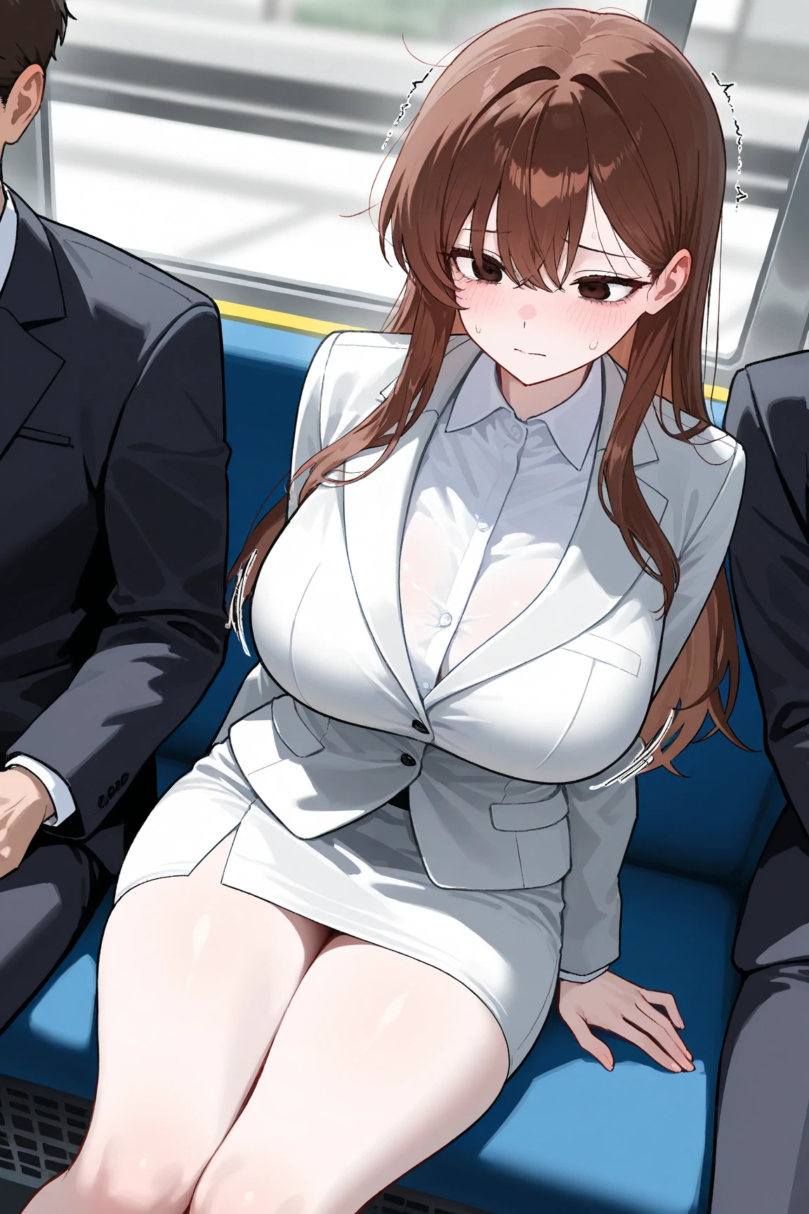 50 year old mature neighborhood aunty、Men holding penises and surrounding a girl、Teasing Smile、、From the penis、女の子のためのBukkake、Thick thighs crowded together、Plump Mature Woman、Bukkake、sweater、Tight mini skirt、Oversized breasts、underwear、Legs apart、Blowjob、in the train