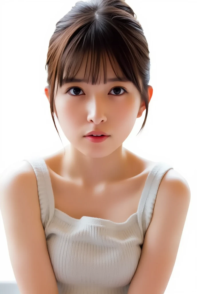 masterpiece,best quality,8k,realistic,solo,portrait,1girl,(white background)