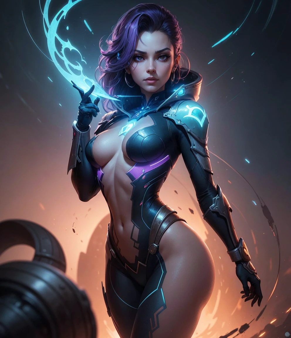 1Beautifulwoman,ff Tifa, X-Men Storm, lightning in hand, a skirt,glowing light eyes
